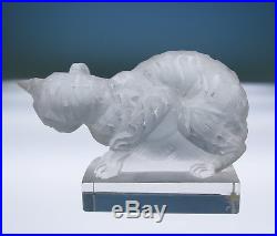 R. Lalique Chat Paperweight 1162 Cat Figurine c. 1929 French Art Glass Rare Rene