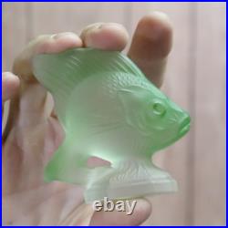 R. Lalique Signed Green Fish Paperweight Poisson Correct Early Signature