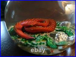 RARE 1970 Baccarat Crystal Snake on Silver Rocks & Leaves Paperweight #10 LIM ED