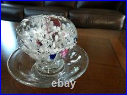 RARE Antique BELGIUM France Art Glass Paperweight JEWELRY BOWL Holder