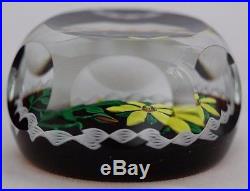 RARE & Beautiful NONTAS KONTES Yellow FLOWER Art Glass MULTIFACETED Paperweight