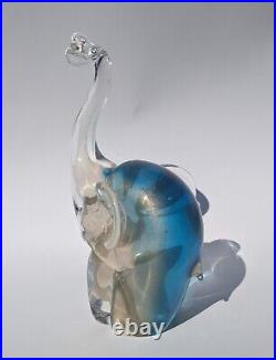 RARE! Chalet Vintage Art Glass Avventurina Gold & Blue Elephant