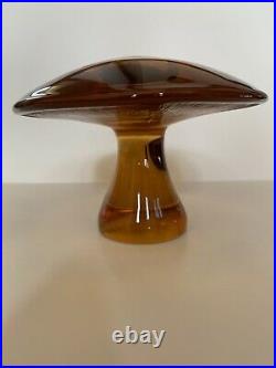 RARE HUGE VINTAGE GORGEOUS Viking Glass AMBER Mushroom 4.5 MCM ART GLASS