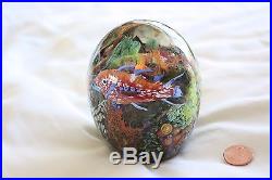 RARE Hand-blown Glass Art Paperweight Peter Raos Pacific Collection fish+coral