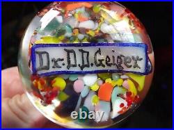RARE John Degenhart Glass Gear Shift Paperweight Name Plaque Dr. DD GEIGER 1929
