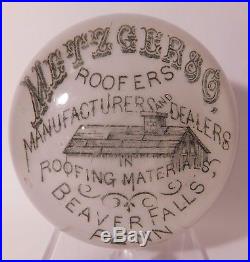 RARE MAXWELL ANTIQUE American Advertisement METZGER & CO. ROOFERS Paperweight