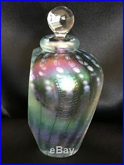 RARE-Philabaum Art Glass Perfume Bottle/Paperweight-Reptilian Jewel Tones-Signed