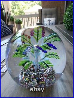 RARE SHAPE! Antique Bohemian Art Glass 2 Level Fern Paperweight