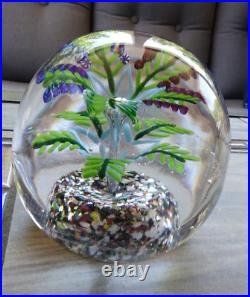 RARE SHAPE! Antique Bohemian Art Glass 2 Level Fern Paperweight