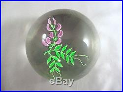RARE SIGNED 1978 Victor Trabucco Purple Sweetpea Flower Vine Glass Paperweight
