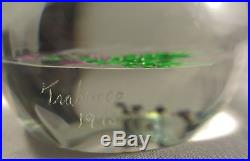 RARE SIGNED 1978 Victor Trabucco Purple Sweetpea Flower Vine Glass Paperweight