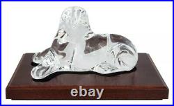 RARE STEUBEN Glass NOBLE LION Signed Lead Crystal with base African safari cat