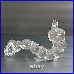RARE Steuben Glass Art Crystal Caterpillar Figurine Signed Paperweight Sculpture