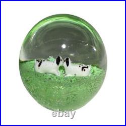 RARE Vintage Dogs Art Glass Paperweight FROM ENGLAND