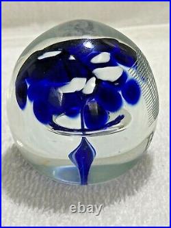 RARE Vintage Hand Blown Art Glass Etched Paper Weight BOLLES SCHOOL