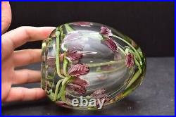 RARE and FINE Signed Lotton Multi Floral Double Wall Studio Art Glass Vase HEAVY