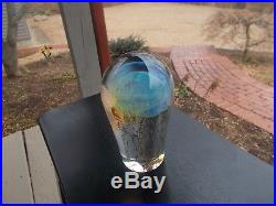 RICK SATAVA Blue MOON JELLYFISH Art Glass PAPERWEIGHT Sculpture 9 SIGNED