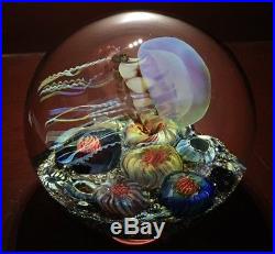 Rick Satava Moon Side Swimmer Jellyfish Studio Art Glass Paperweight Mint