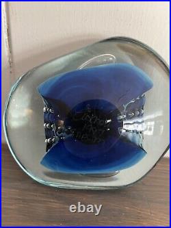 ROBERT EICKHOLT Large Art Glass paperweight Signed And Dated