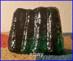 ROCK of GIBRALTAR vtg fenton art glass paperweight vine emerald green figure