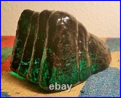 ROCK of GIBRALTAR vtg fenton art glass paperweight vine emerald green figure
