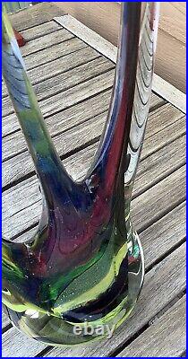 ROLLIN KARG 25+ Inch Tall Signed Art Glass Dichroic SculpturePristine Condition