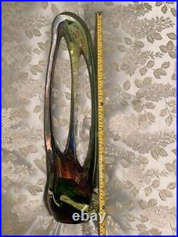 ROLLIN KARG 25+ Inch Tall Signed Art Glass Dichroic SculpturePristine Condition