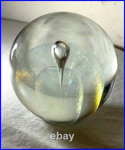 RW Stephen 80 iridescent hand blown art studio glass paperweight teardrop sphere