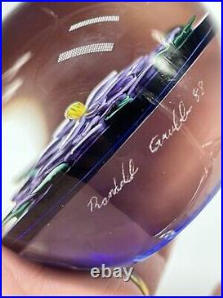 Randall Grubb Paperweight 88 Art Glass Signed Purple Flower Floral