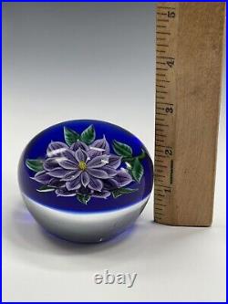 Randall Grubb Paperweight 88 Art Glass Signed Purple Flower Floral