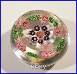 Rare Antique Glass Paperweight Colourful Floral Canes