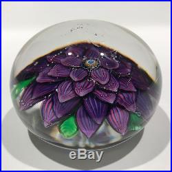Rare Antique Saint Louis Art Glass Paperweight Lampworked Purple Dahlia