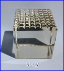Rare Art Deco Cube Glass Paperweight