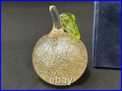 Rare Art Glass Peach Paperweight Hand Blown Made In Romania Signed