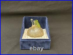 Rare Art Glass Peach Paperweight Hand Blown Made In Romania Signed