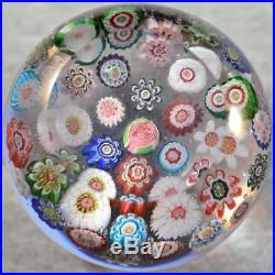 Rare Big Clichy Concentric Millefiori Paperweight 37 Canes & 3 Different Roses