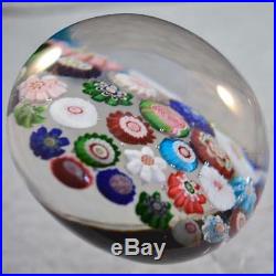 Rare Big Clichy Concentric Millefiori Paperweight 37 Canes & 3 Different Roses