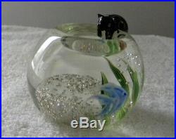 Rare Correia Cat on a Fishbowl, Signed & Numbered Art Glass Paperweight