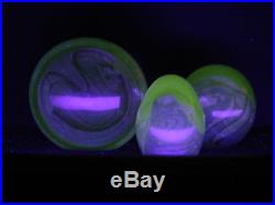 Rare Eickholt Matched Set Of 3 Dichroic Paperweights Fluorescent Uranium Glass