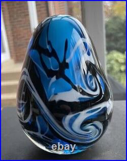 Rare FENTON ART GLASS 1976 5 ROBERT BARBER BLUE SWIRL EGG PAPERWEIGHT