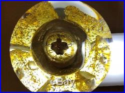 Rare Joe Zimmerman 1986 Signed Art Glass Hollow Weight Gold Flower Paperweight