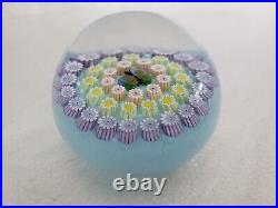 Rare John Deacons Stamp Butterfly Blue Millefiori Art Glass Paperweight Pastel