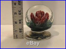 Rare Kerry Zimmerman 2006 Signed Art Glass Pedestal Rose Etched Paperweight