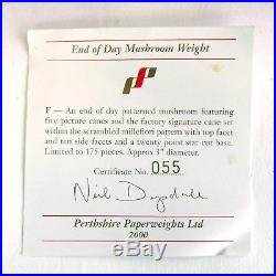 Rare Perthshire LE 2000F millefiori mushroom glass paperweight / presse papiers