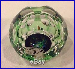 Rare Perthshire Paperweight Green Glass Cut to Clear With 3 Ducks Inside