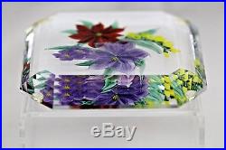 Ravishing RANDALL GRUBB Colorful FLORAL PLAQUE Art Glass PAPERWEIGHT
