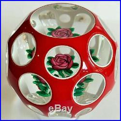 Ray Banford Paperweight red rose faceted paperweight