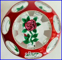 Ray Banford Paperweight red rose faceted paperweight