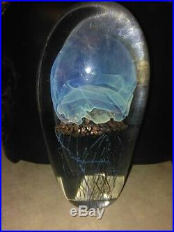 Rich Satava Jellyfish Glass Art 6.5 paperweight Beautiful