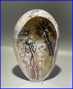 Richard Satava Art Blown Glass Paperweight Petroglyph 6 1996